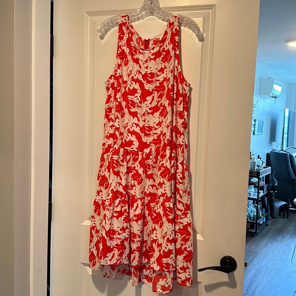 Nordstrom Bright orange floral high low dress NWOT